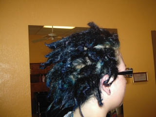 Backcombing dreads I did