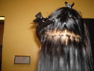 Inside Microlink Hair Extensions I did