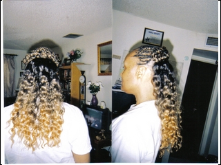 cornrows in front and extension weave in back (i did)