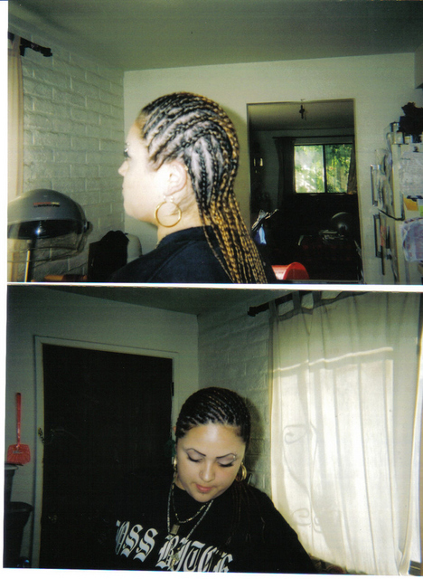 cornrows going to the side $40 (I did)